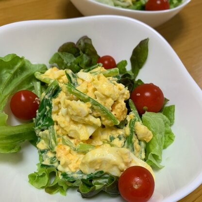 卵でまろやかになった小松菜はとても食べやすく良かったです♫ごちそう様でした！